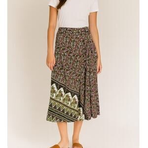 Jaxii true wrap skirt elephant maxi safari jungle BoHo Bohemian Prairie Art XL